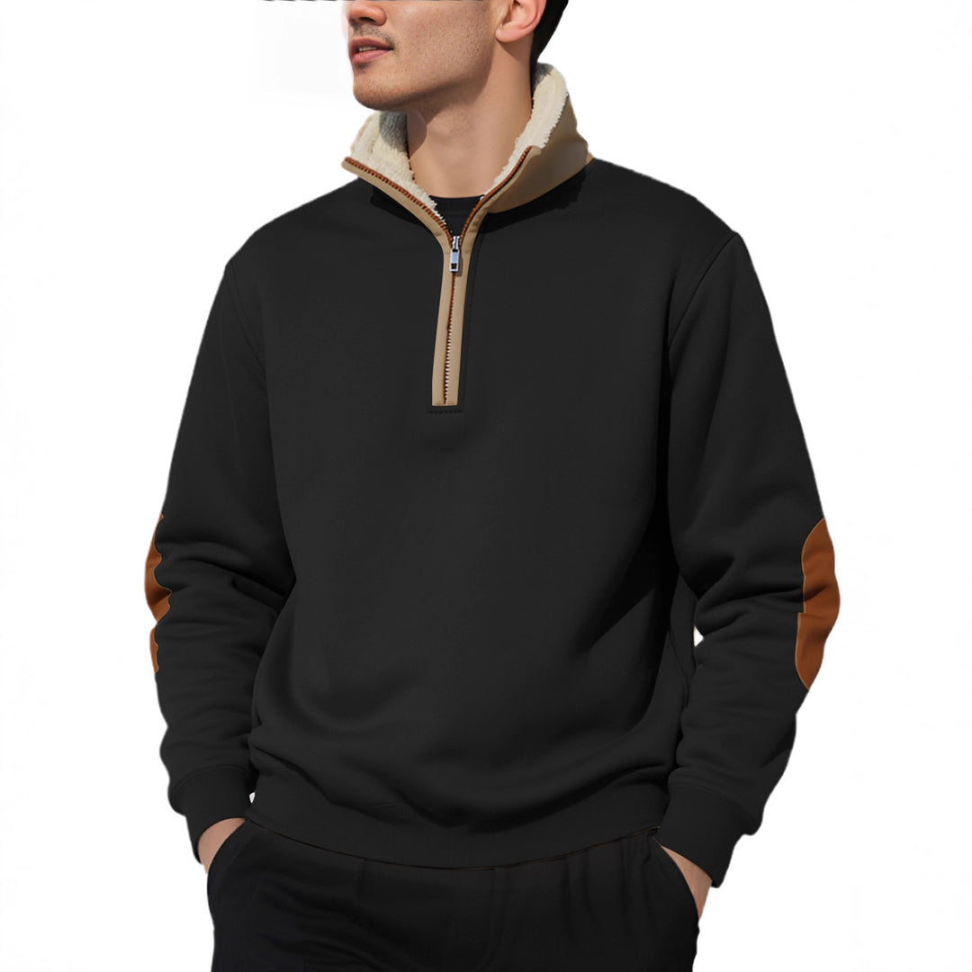 Men's fleece pullover with high collar and elegant contrast details Lisslune