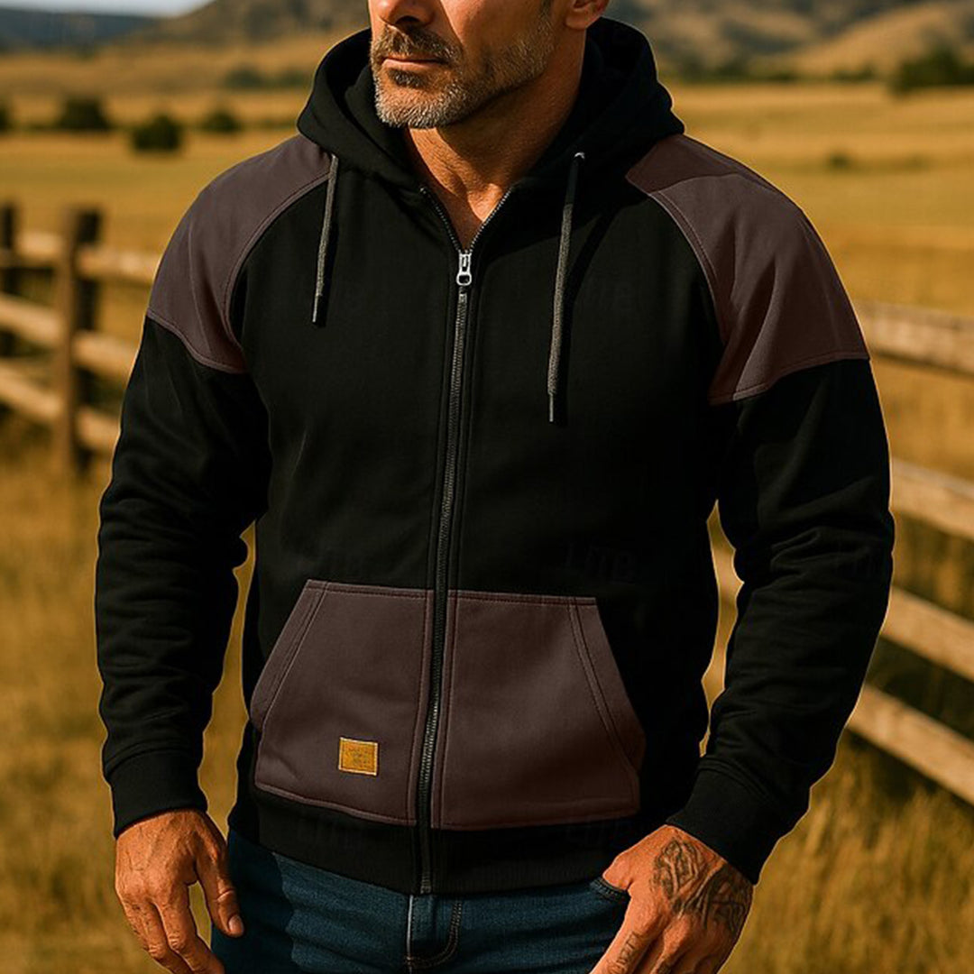 Men's Athletic Hooded Jacket with Color Block Design Lisslune