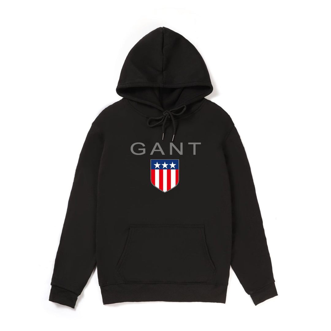 Men's Hoodie with Sporty Logo Design and Kangaroo Pocket Lisslune