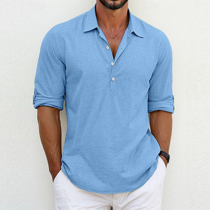 Men's casual long-sleeve shirt with button placket and modern cut Lisslune