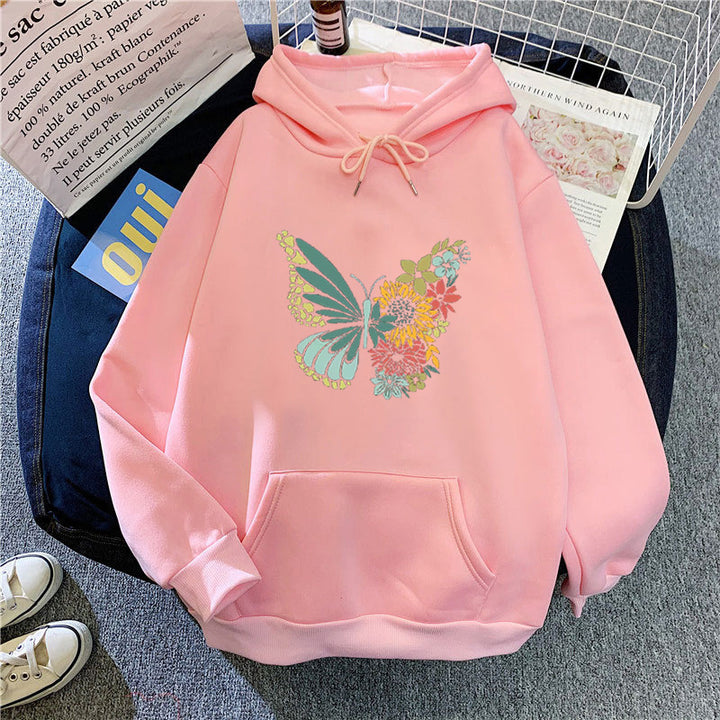 Women's hoodie with floral butterfly design Lisslune