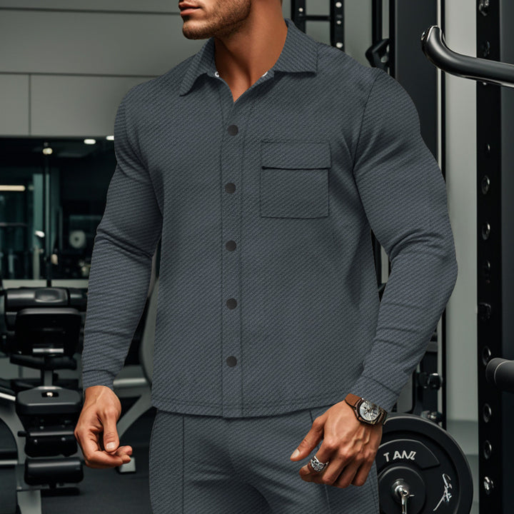 Men's structured long sleeve shirt with practical chest pocket Lisslune