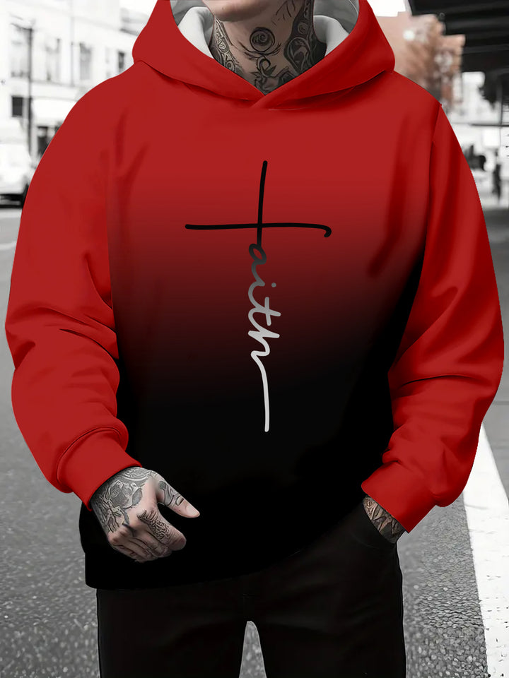 Men's hoodie with subtle gradient look and inspiring lettering Lisslune
