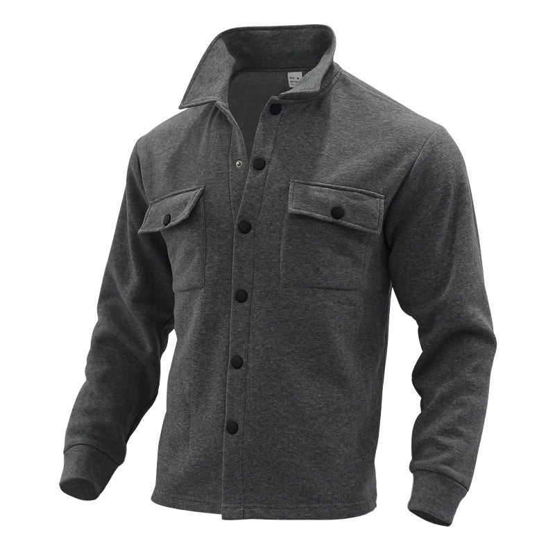 Men's leisure jacket made of high-quality fleece with functional chest pockets and modern design Lisslune
