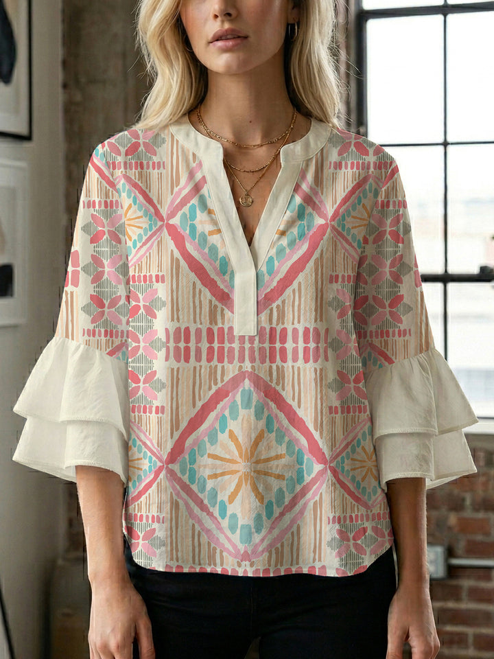 Women's blouse with voluminous ruffled sleeves and modern design Lisslune