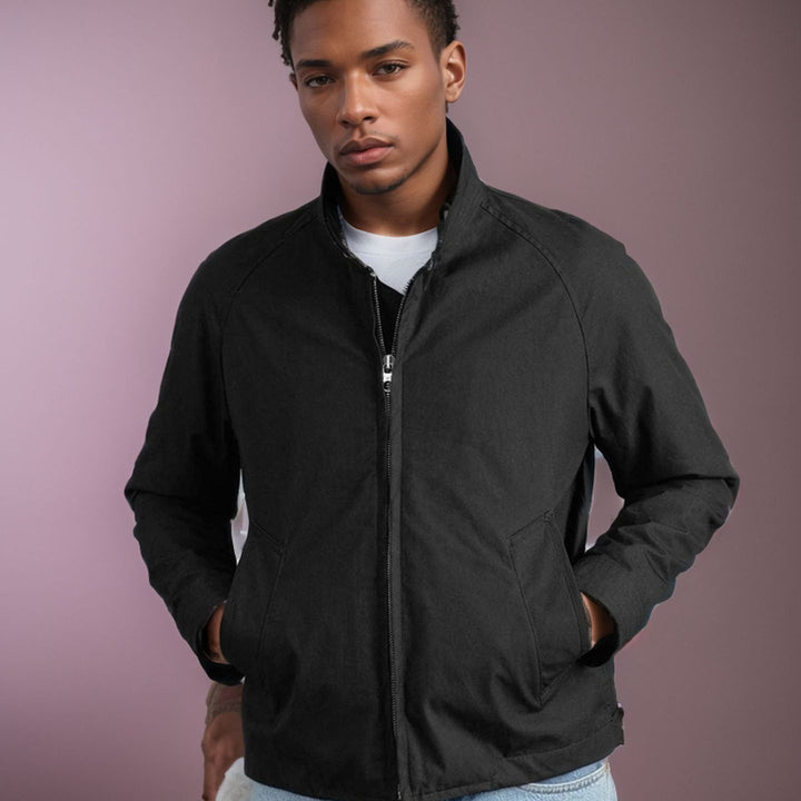 Men's casual transitional jacket with stand-up collar and practical pockets Lisslune