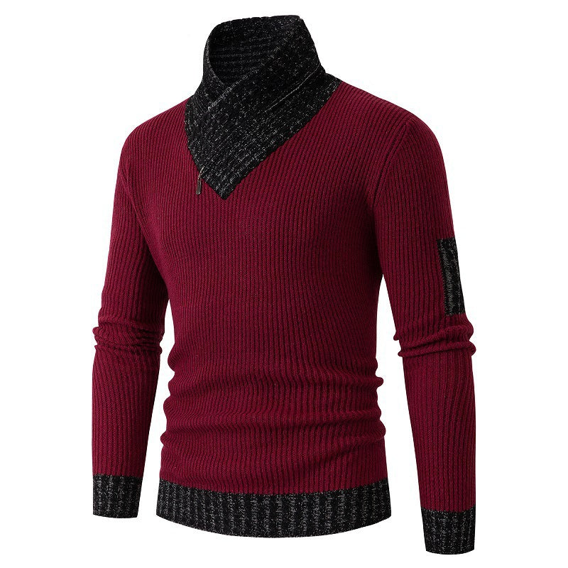 Men's sweater with modern asymmetric collar and textured design Lisslune