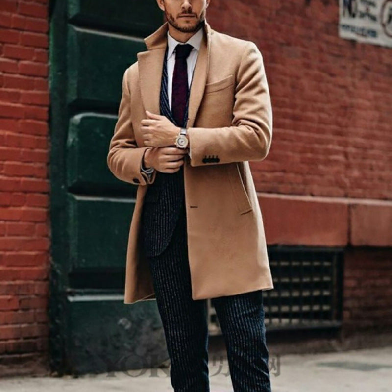 Men's Elegant Chesterfield Coat Made of High-Quality Wool Lisslune