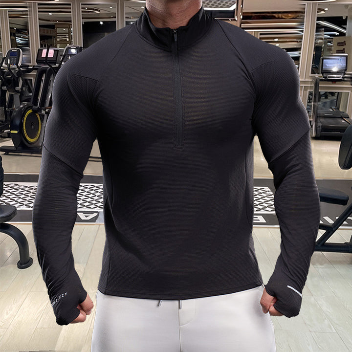 Men's long-sleeved sports top with half zipper Lisslune