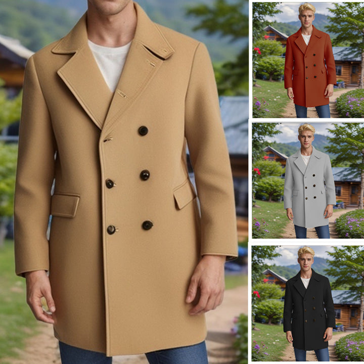 Men's elegant double-breasted coat made of soft material Lisslune