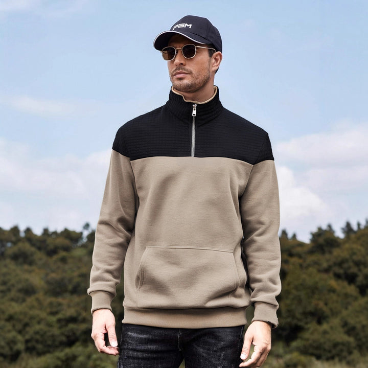 Men's functional sweatshirt jacket with a high collar and practical kangaroo pocket Lisslune