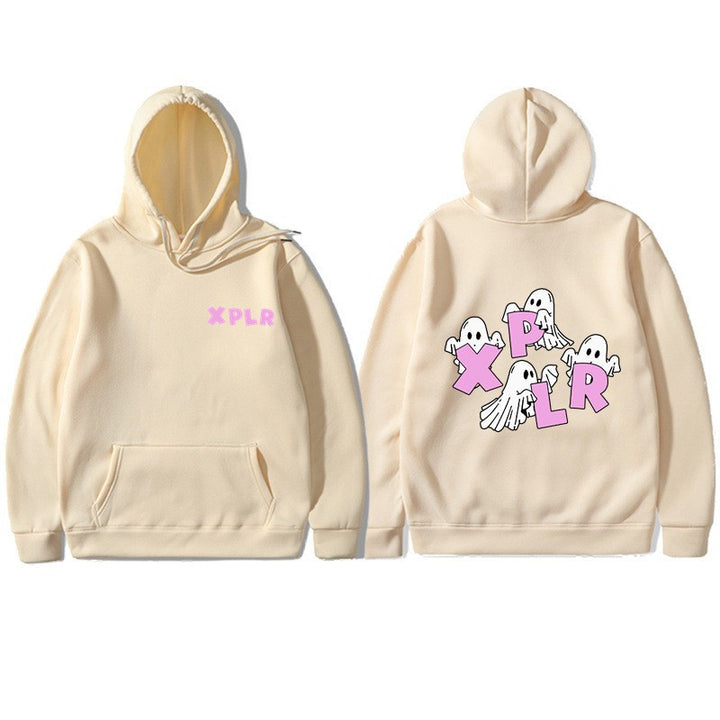 Women's hooded sweatshirt with creative ghost motif and kangaroo pocket Lisslune