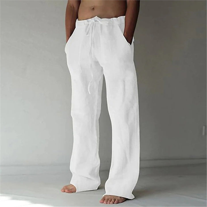 Men's casual linen pants with adjustable waistband and side pockets Lisslune