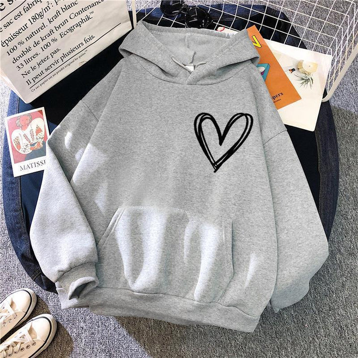 Women's hooded sweatshirt with lovely heart motif Lisslune