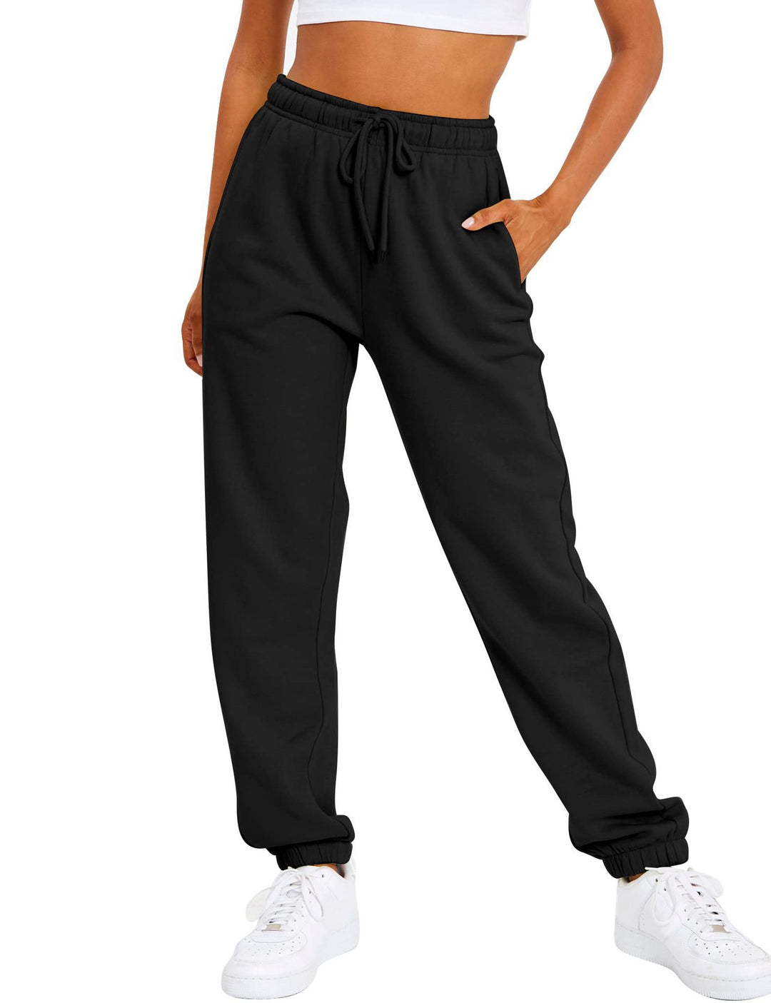 Women’s sporty leisure pants with elastic waistband and high-waisted cut Lisslune
