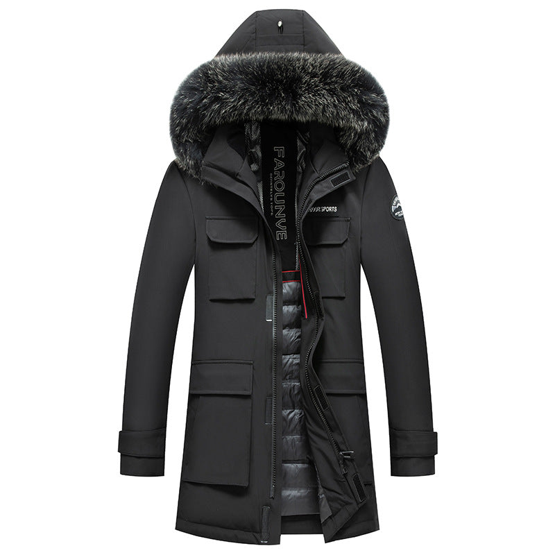 Men's Winter Jacket with Practical Pockets and Detachable Synthetic Fur Collar Lisslune
