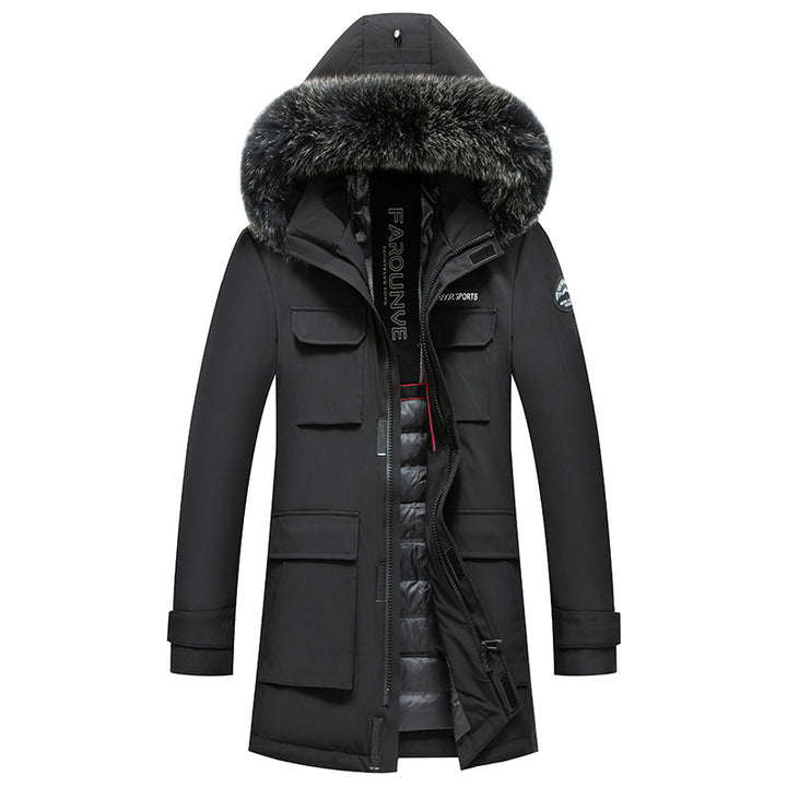 Men's Winter Jacket with Practical Pockets and Detachable Synthetic Fur Collar Lisslune