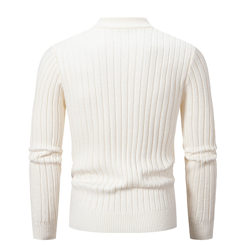 Men's turtleneck sweater made of high-quality cotton with structured cable pattern Lisslune