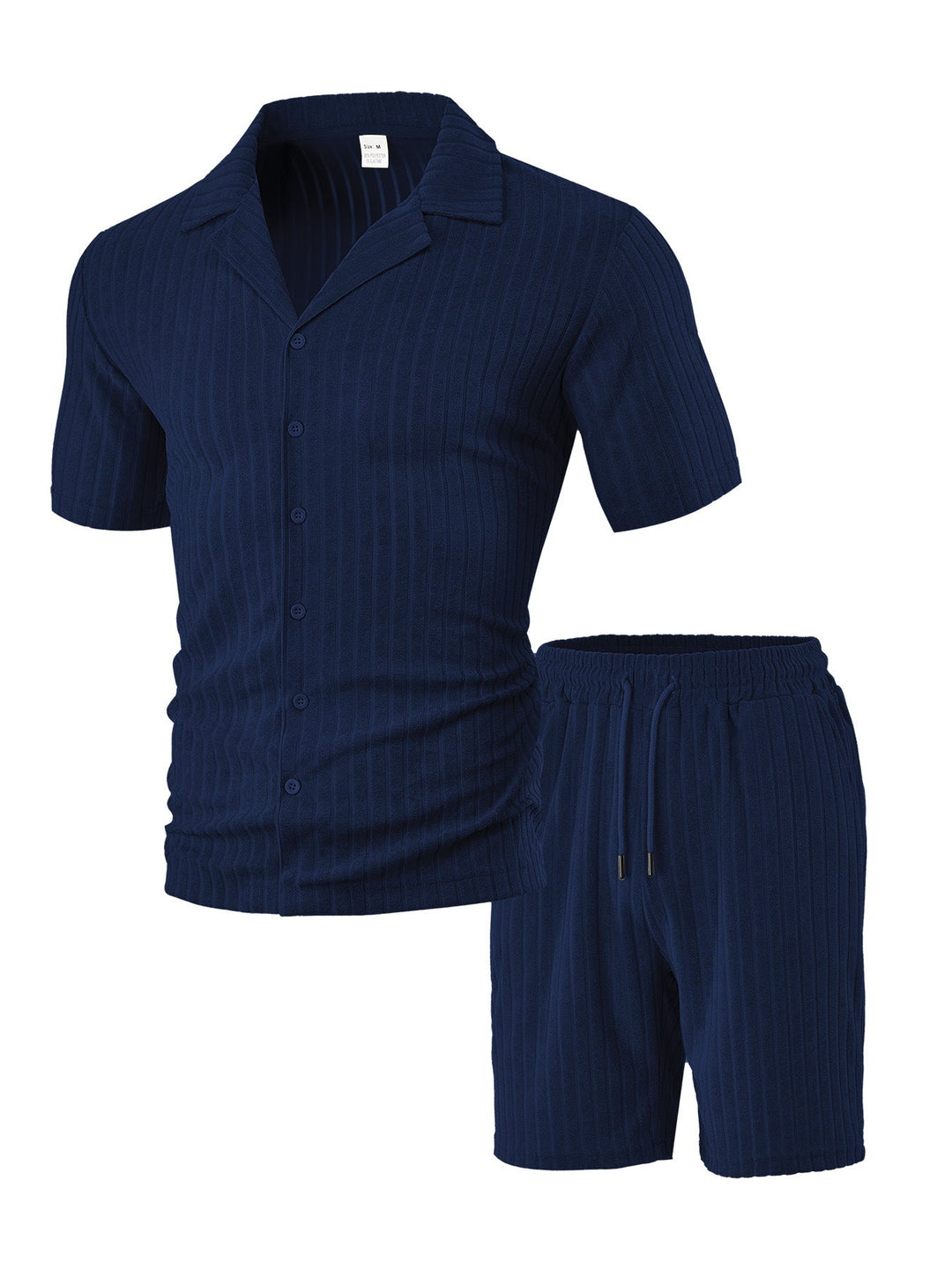Men's Casual Short Sleeve Top and Shorts Set with Textured Design Lisslune