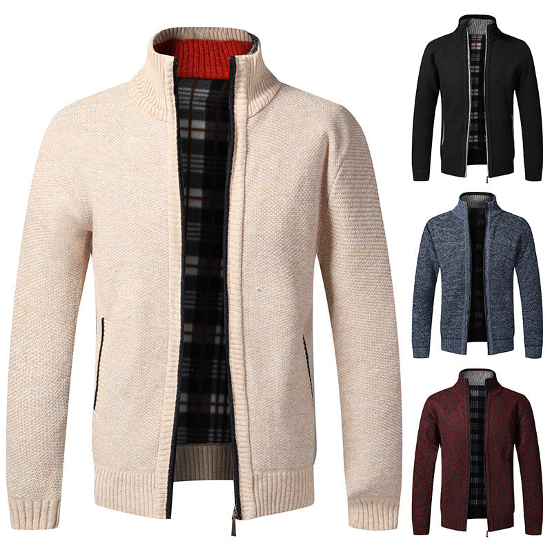 Men's fashionable cardigan with high collar and practical pockets Lisslune