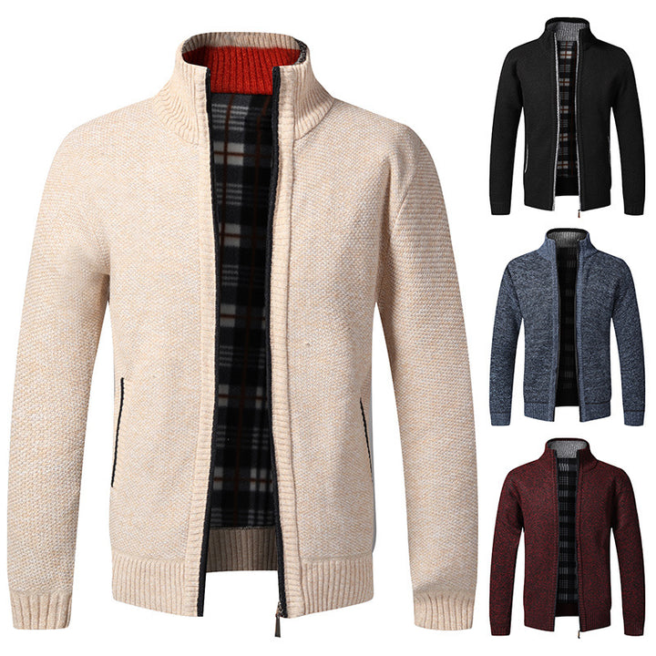 Men's fashionable cardigan with high collar and practical pockets Lisslune