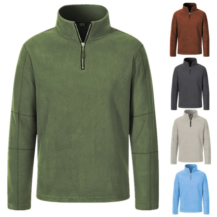 Men's fleece pullover with stand-up collar and half zipper Lisslune