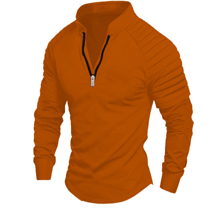 Men's sporty long-sleeve shirt with half-length zipper Lisslune
