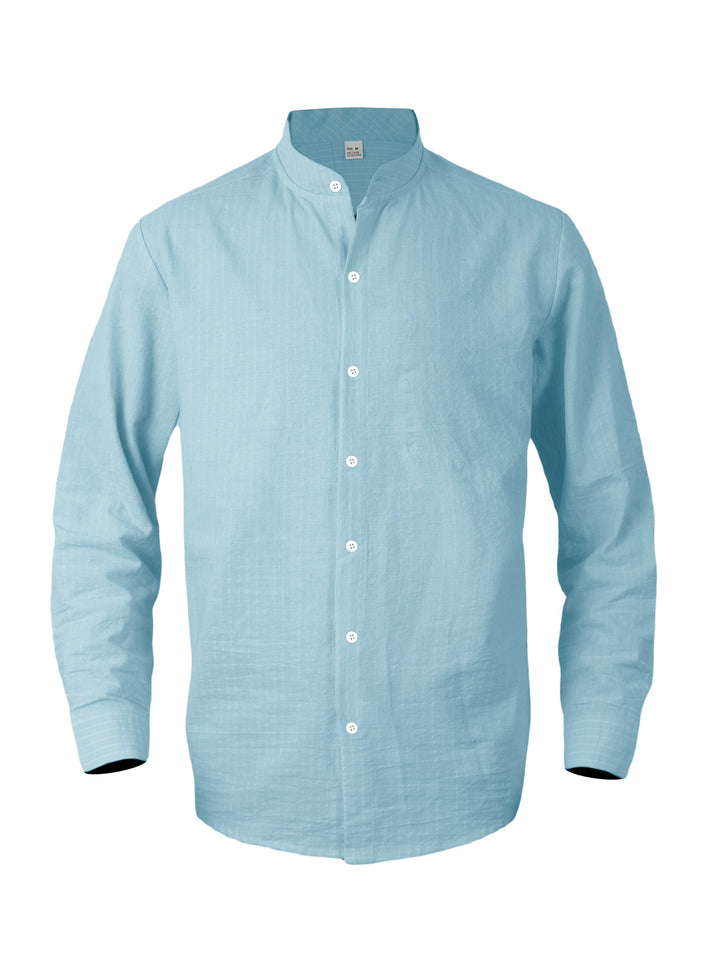 Men's modern shirt with narrow stripes and stand-up collar Lisslune