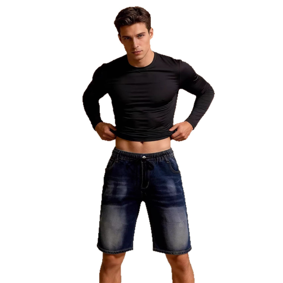 Herren bequeme Denim-Shorts mit elastischem Bund und lässigem Design Lisslune