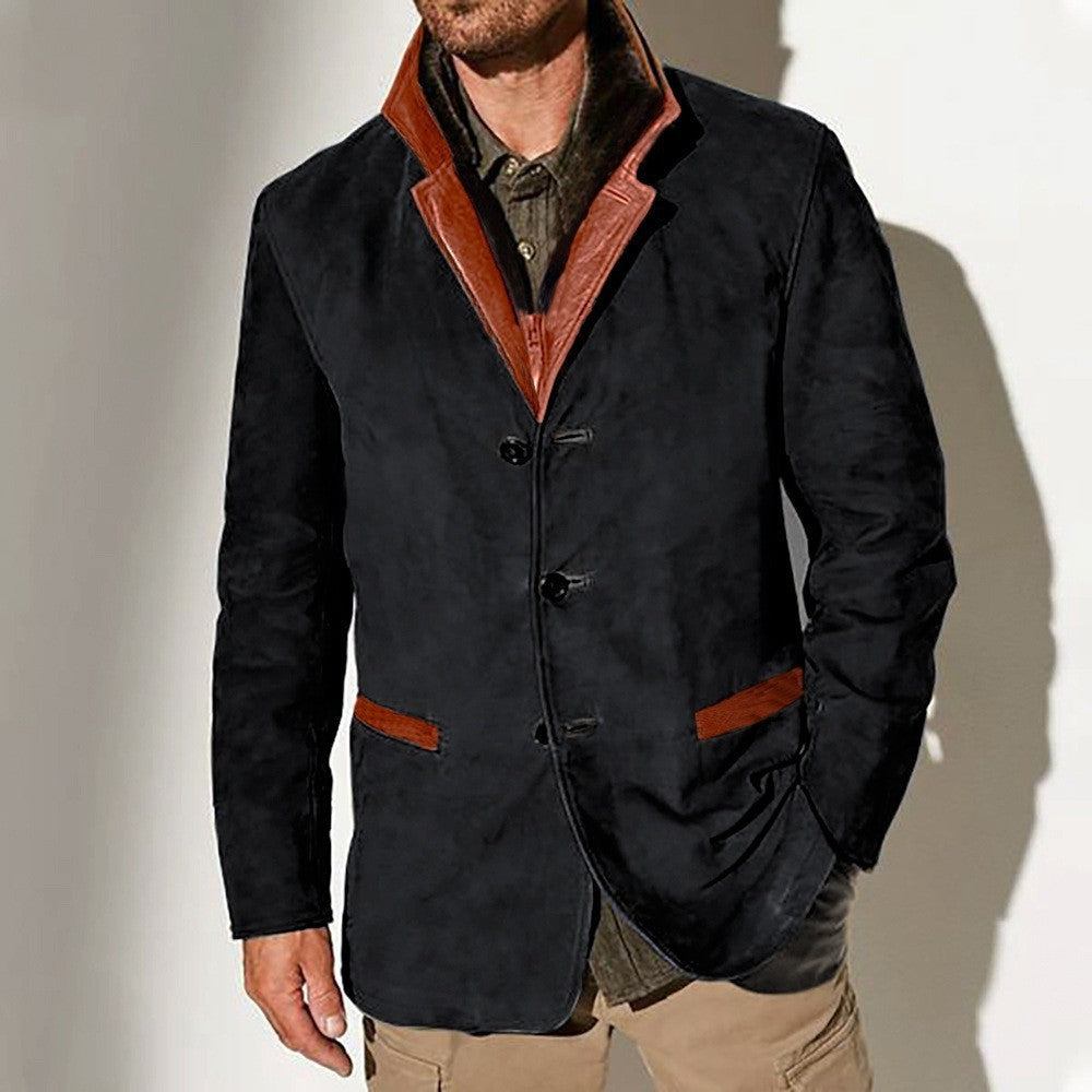 Men's elegant suede jacket with contrast details Lisslune