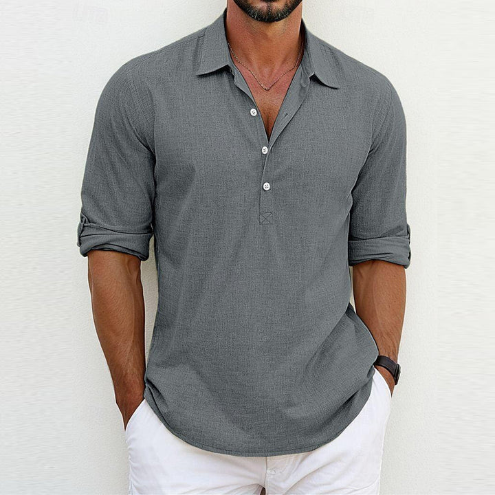 Men's stylish shirt with three-quarter sleeves and button placket Lisslune