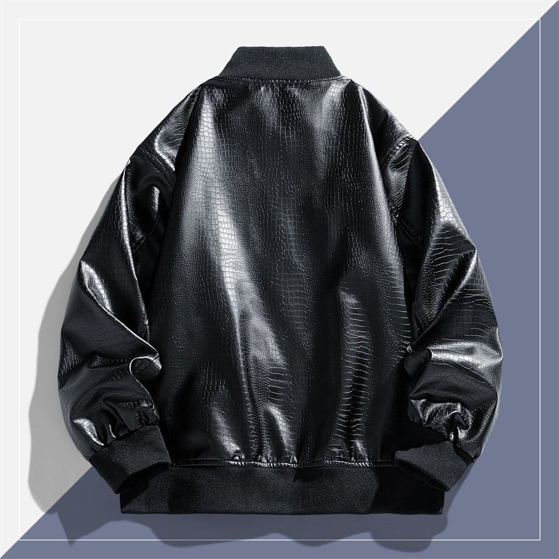 Men's modern synthetic leather jacket with trendy flap pockets Lisslune