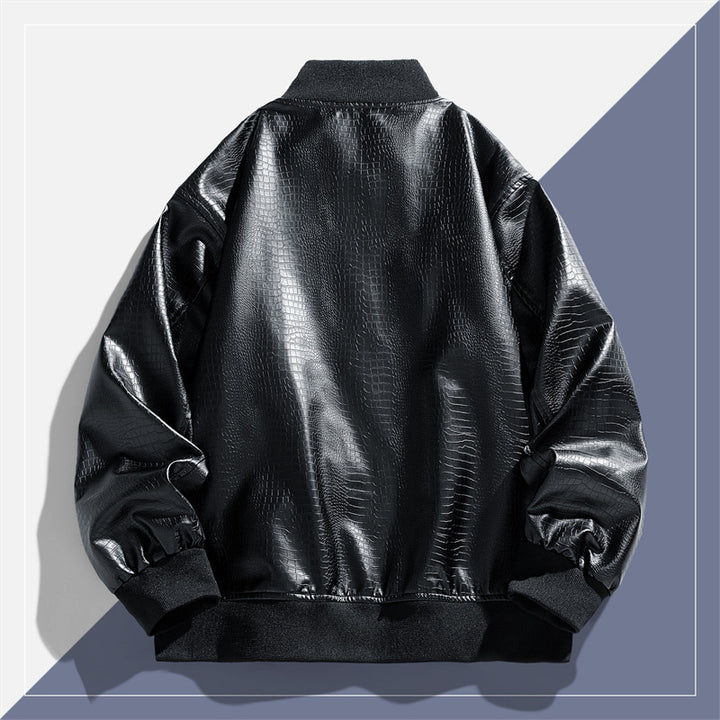 Men's modern synthetic leather jacket with trendy flap pockets Lisslune
