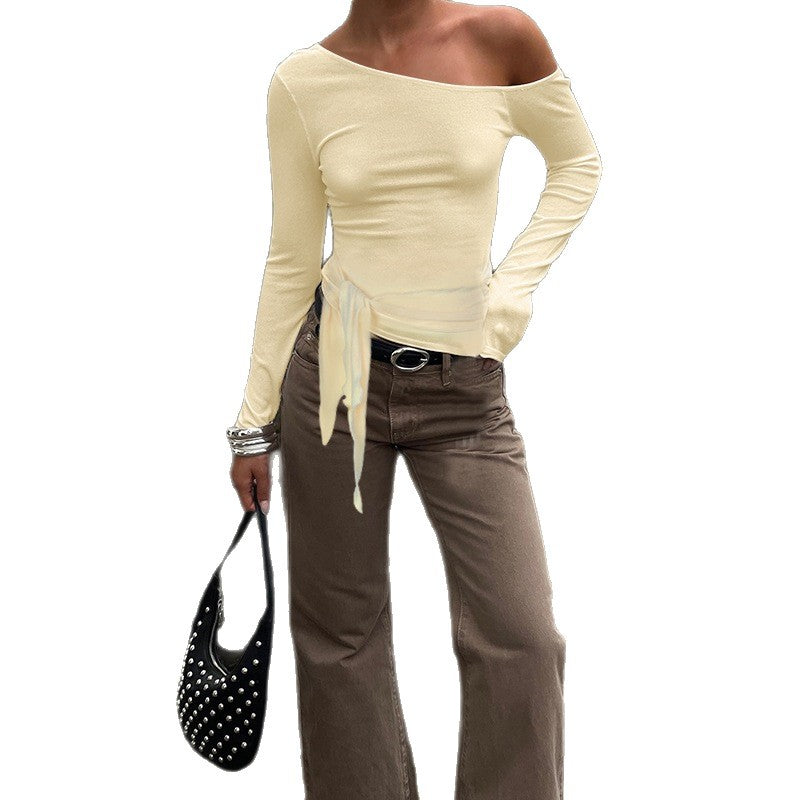 Women's asymmetrical top with side tie Lune London