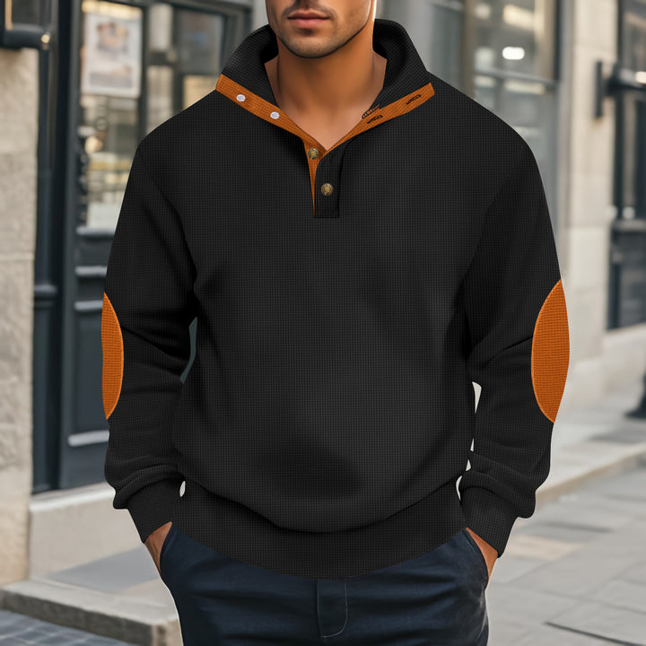 Men's Henley sweater with textured design and contrast accents Lisslune