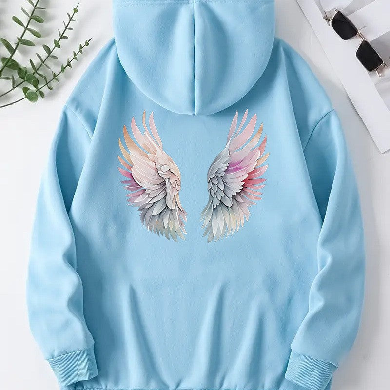 Women's hoodie with stylish angel wing design Lisslune