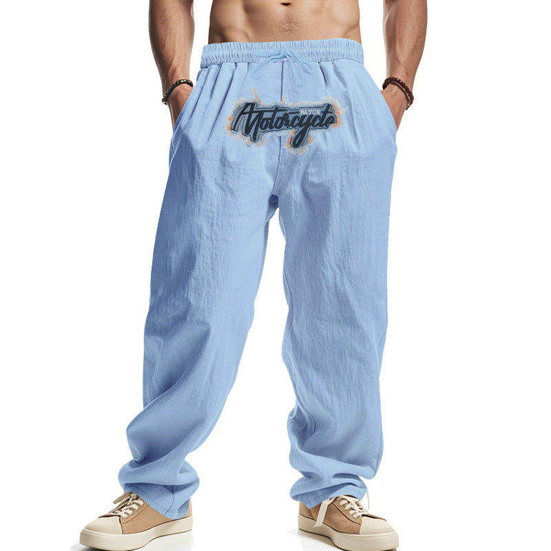 Men's Comfortable Leisure Pants with Elastic Waistband and Side Pockets Lisslune