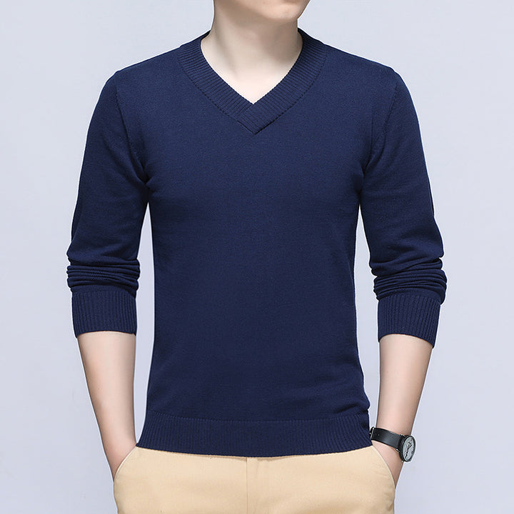 Men's elegant pullover with V-neck and fine knit structure Lisslune