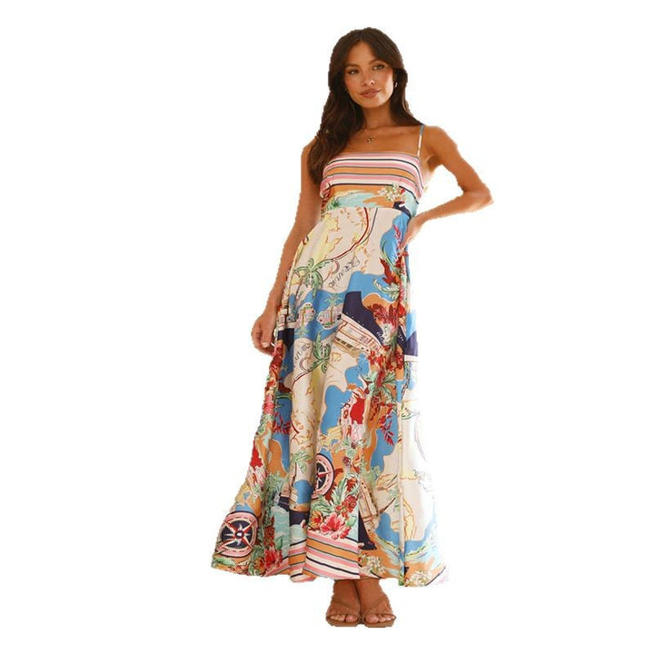 Ladies airy maxi dress with playful pattern and practical pockets Lisslune