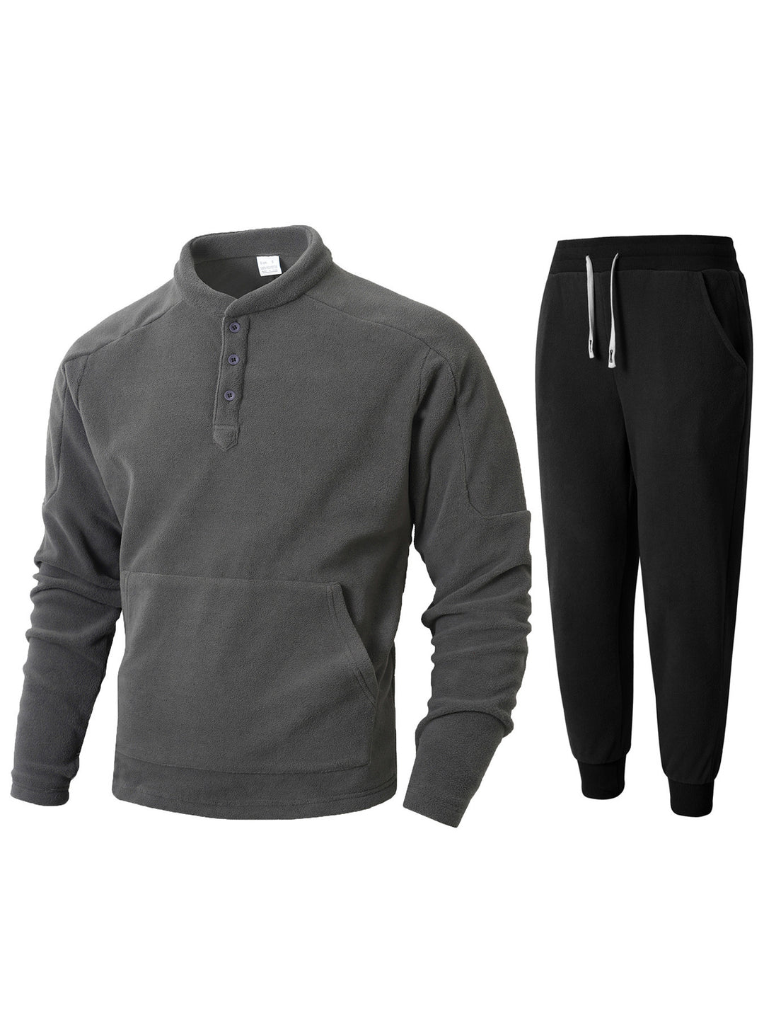 Men's cozy fleece tracksuit set with button placket and practical pockets Lisslune
