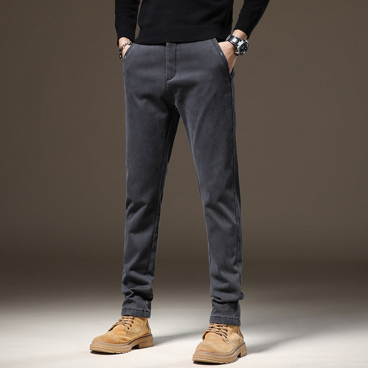 Men's Casual Chino Pants with Roll-Up Waistband and Elastic Material Lisslune