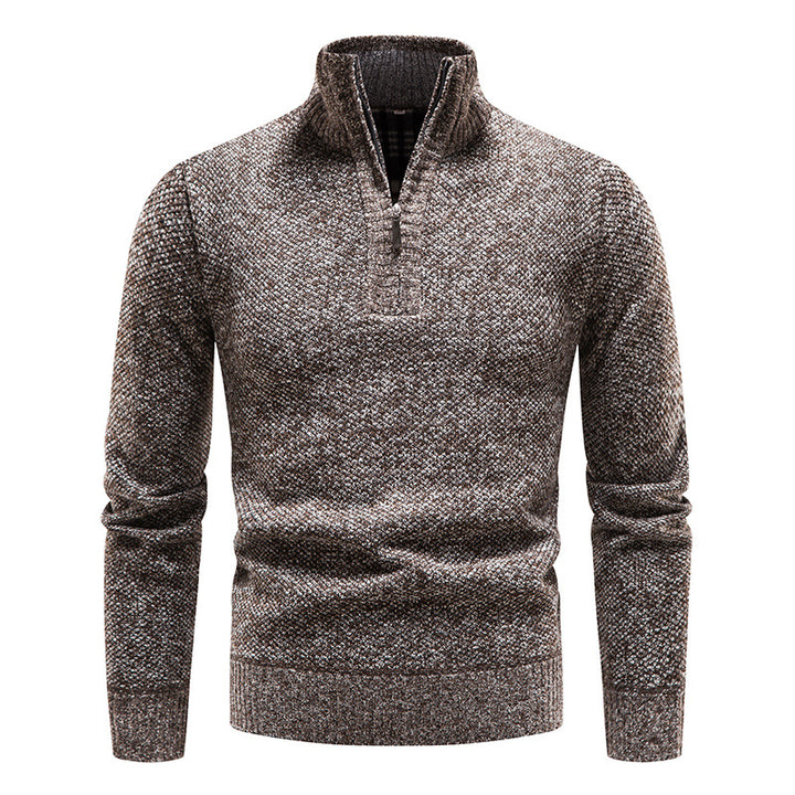 Men's elegant knitted sweater with modern stand-up collar and zipper Lisslune