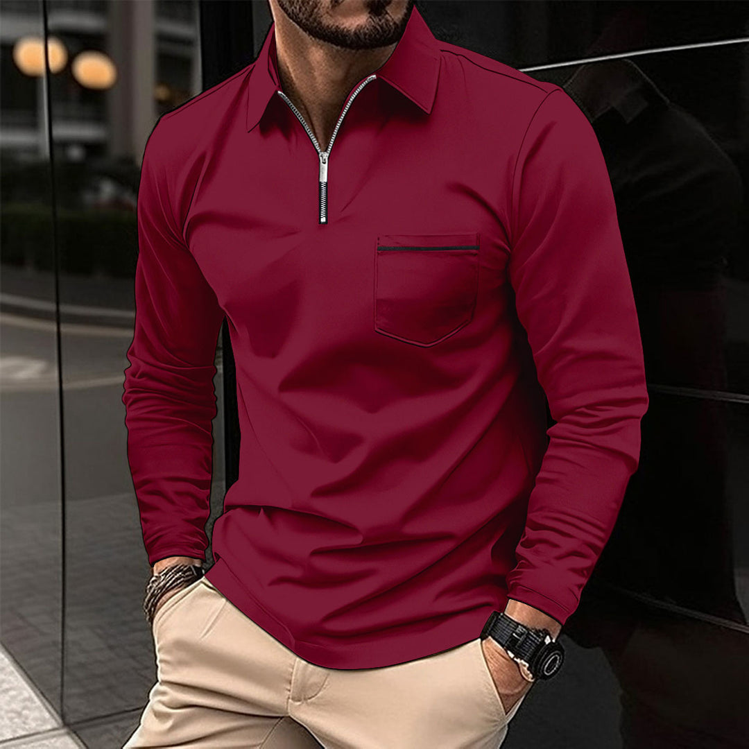 Men's long-sleeve shirt with zipper and chest pocket Lisslune