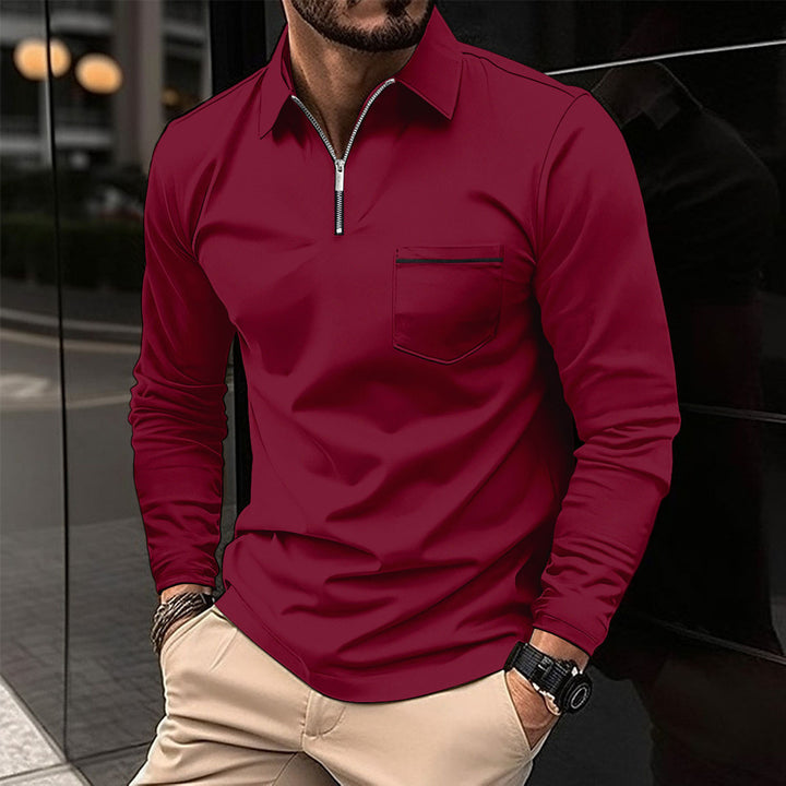 Men's long-sleeve shirt with zipper and chest pocket Lisslune
