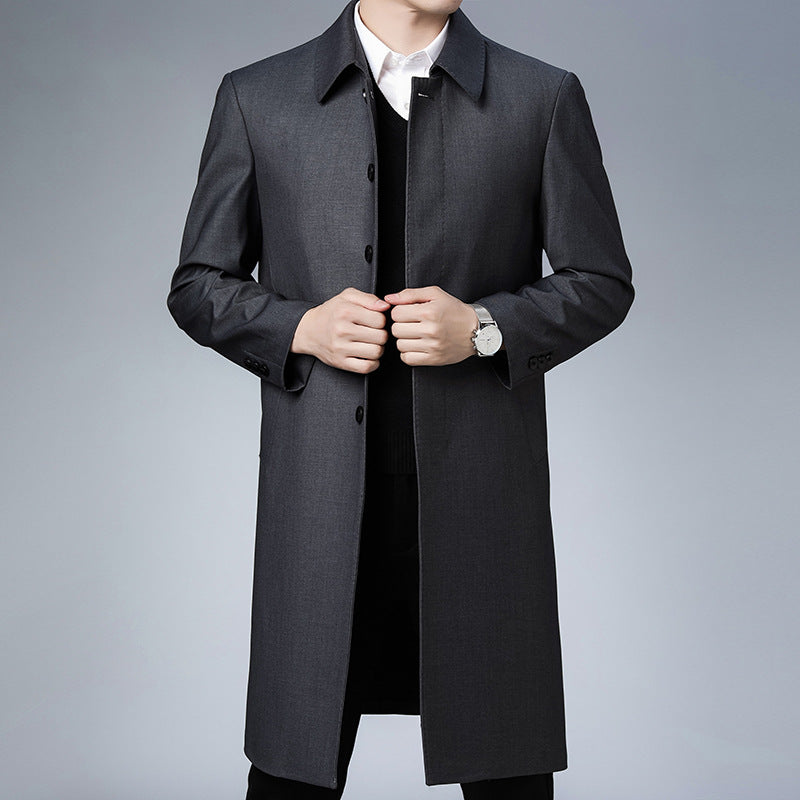 Men's Elegant Long Coat with Timeless Design and Practical Pockets Lisslune