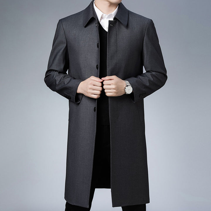 Men's Elegant Long Coat with Timeless Design and Practical Pockets Lisslune