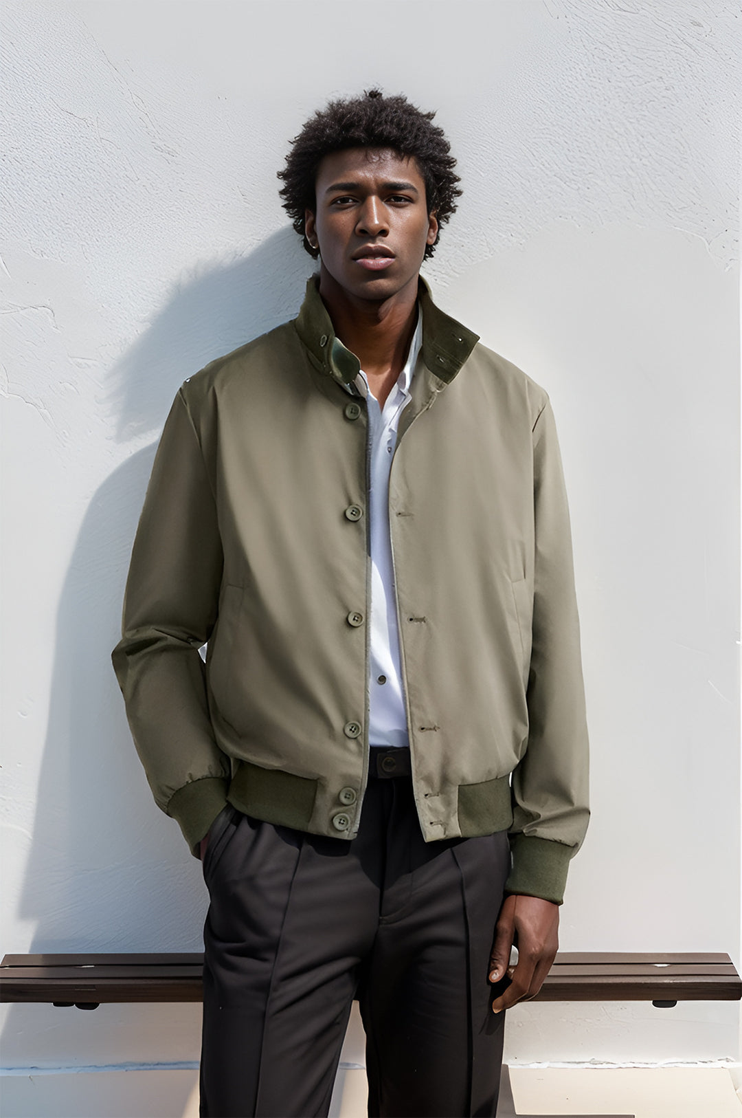 Men's stylish leisure jacket with protective high collar and practical pockets Lisslune