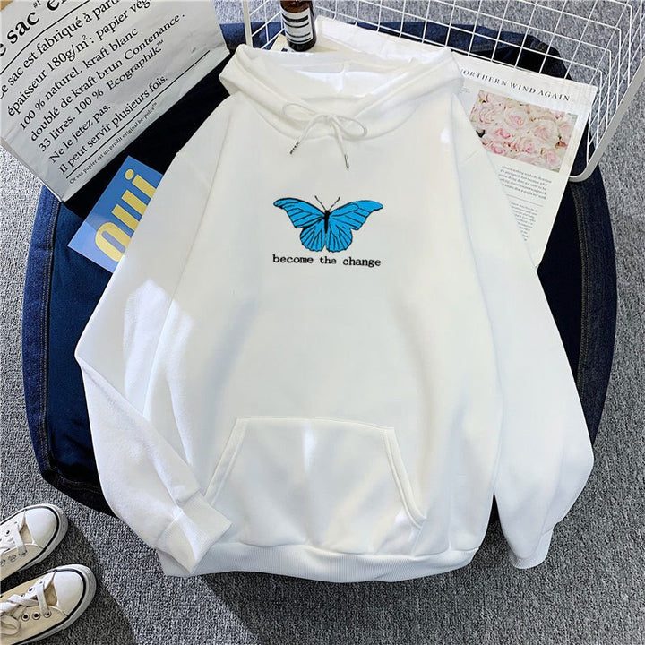 Women's hoodie with short cut and unique butterfly motif Lisslune