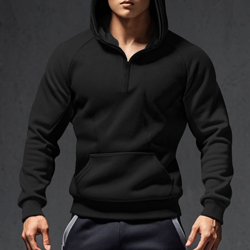 Men's sporty hoodie with half zipper and kangaroo pocket Lisslune
