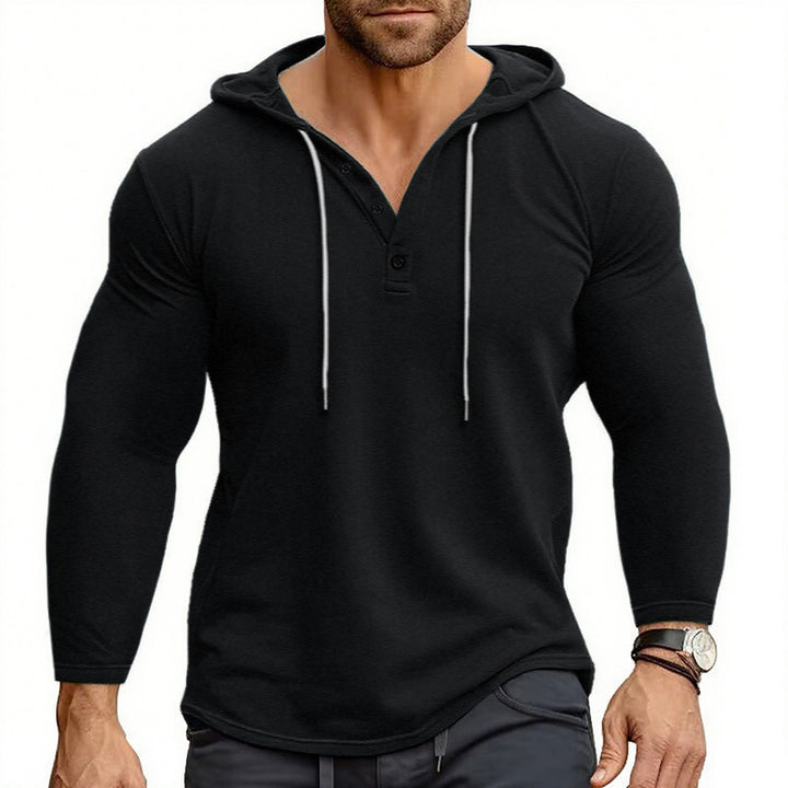Men's hoodie with buttonable collar and drawstring Lisslune